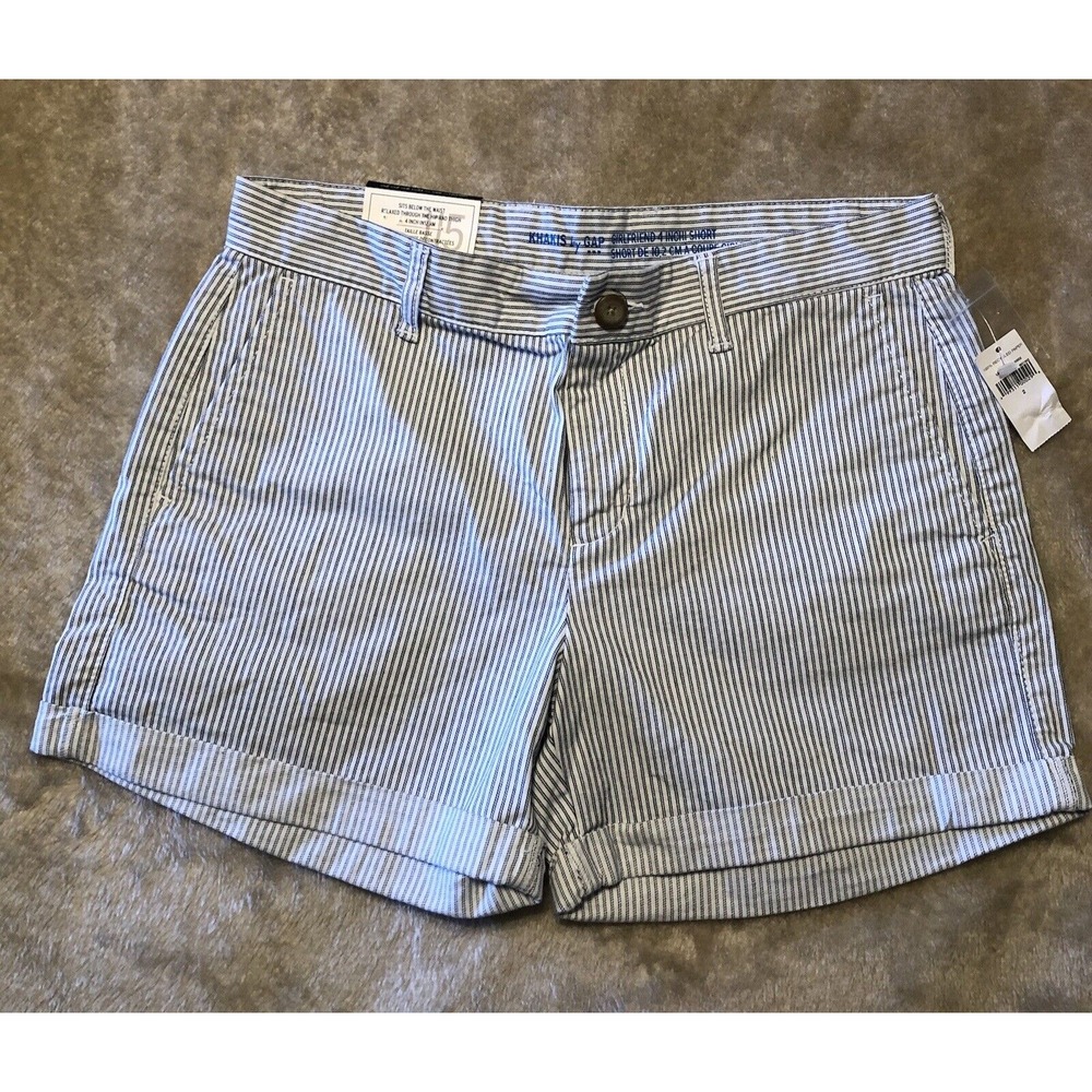 New Khakis by Gap Shorts Womens Size 2 striped Girlfriend 4 in inseam cuffed